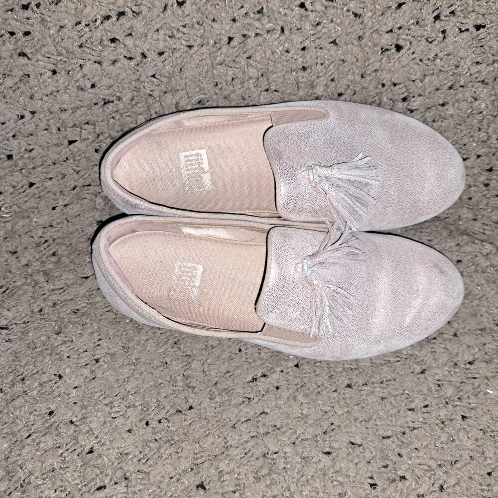 FITFLOP-Superskate Tassel-Pink Shimmery Loafer-Comfort-Sz 8.5-Excellent - Picture 7 of 8